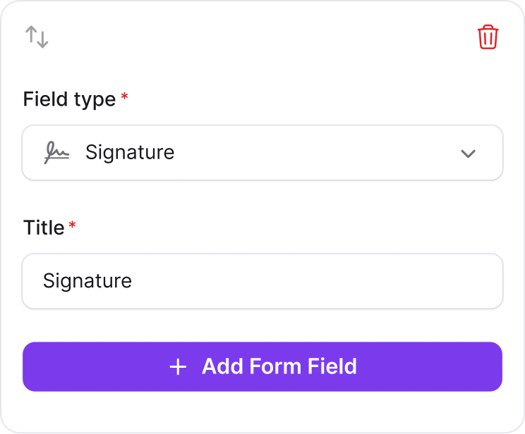 Signature form field with Add Form Field